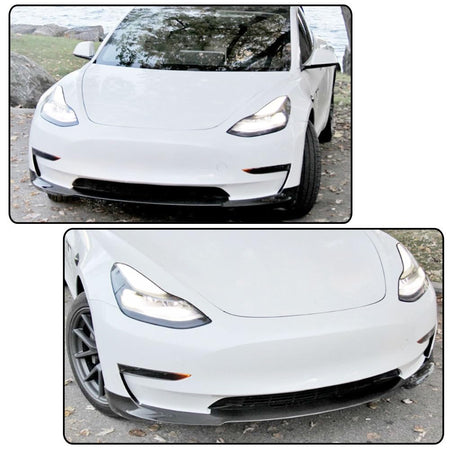 Gloss Black Front Bumper Lip Compatible with Tesla Model 3 Sedan 2016-2023 Fiberglass Chin Spoiler Lip Splitter Protector Air
