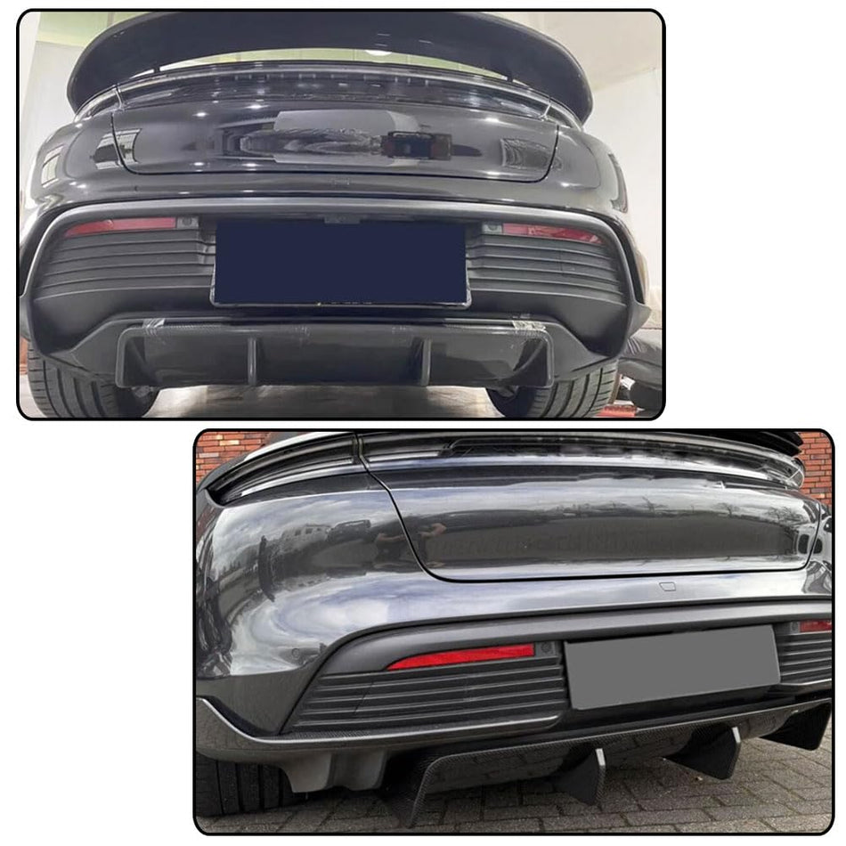Dry Carbon Fiber Rear Diffuser Compatible with Porsche Taycan 4S Base Sedan 4-Door 2019-2024 Auto Rear Lower Bumper Lip Spoil