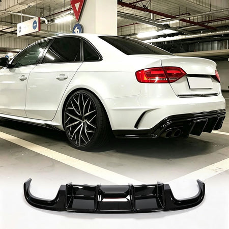Gloss Black ABS Rear Diffuser for Audi S4 B8 2008 2009 2010 2011 2012 | Stylish Rear Bumper Diffuser Self‑Tapping Screws Moun