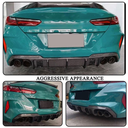 Carbon Fiber Rear Bumper Diffuser for BMW M8 F91 F92 2Door 2020-2025 | 8 Series Lower Spoiler Bumper Guard Body Kit Lightweig