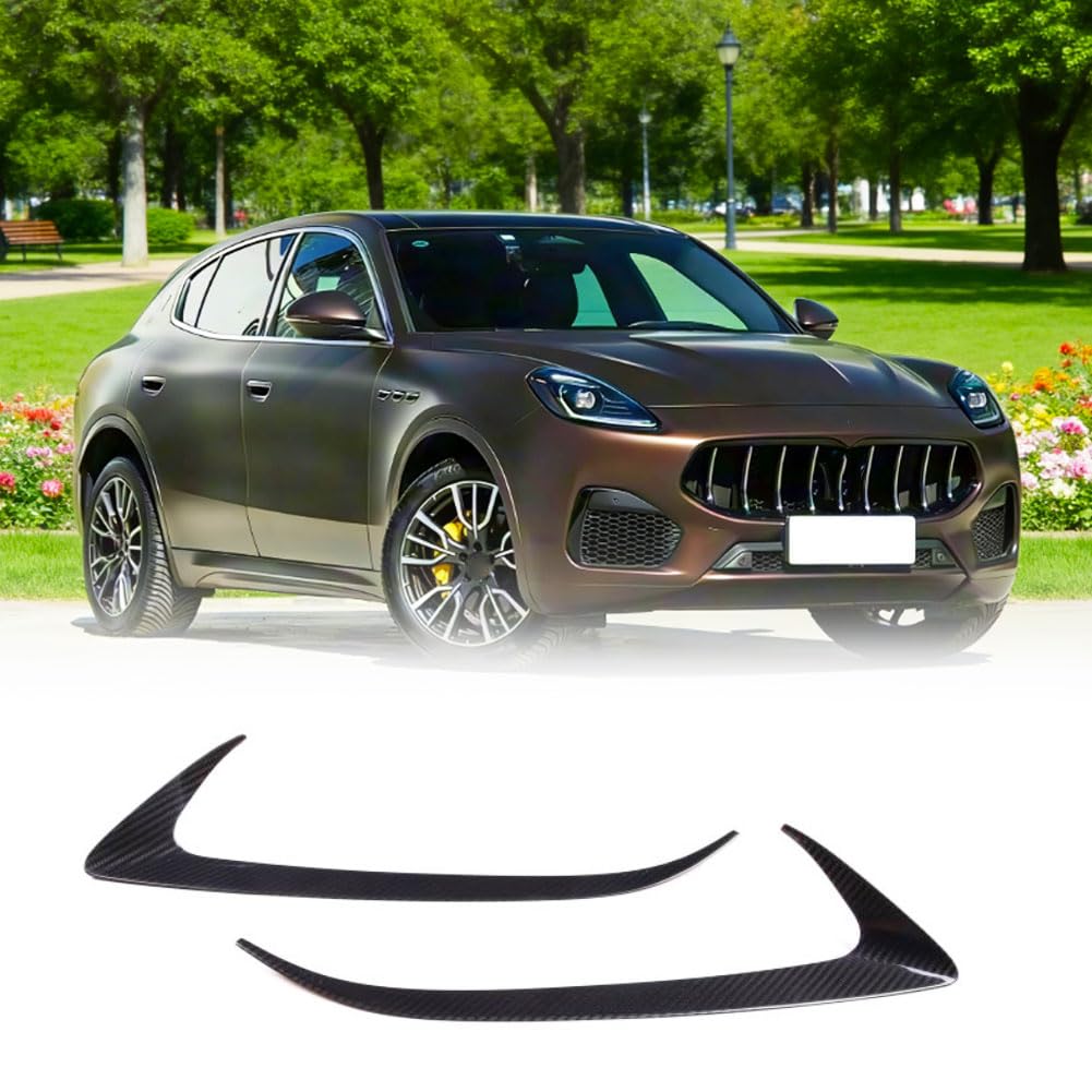 Carbon Fiber Headlight Eyelid Covers Compatible with Maserati Grecale Sport Utility 4-Door 2022-2023 Front Headlamp Eyebrows 