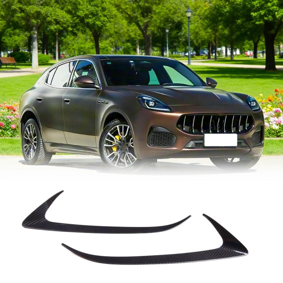 Carbon Fiber Headlight Eyelid Covers Compatible with Maserati Grecale Sport Utility 4-Door 2022-2023 Front Headlamp Eyebrows 