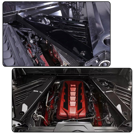 Gloss Black Engine Bay Panel Cover Compatible with Chevrolet Corvette C8 Coupe 2020-2023 ABS Engine Compartment Cover Kit Fac