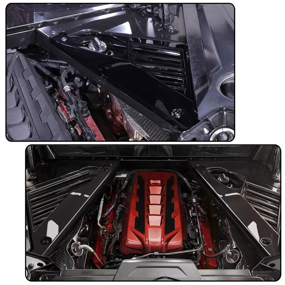 Gloss Black Engine Bay Panel Cover Compatible with Chevrolet Corvette C8 Coupe 2020-2023 ABS Engine Compartment Cover Kit Fac