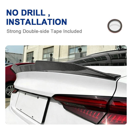 Carbon Look Trunk Spoiler for Audi A5 F5 Sportback 4-Door 2017-2024 | PSM-Style Rear Lip Wing ABS With Carbon Fiber Pattern E