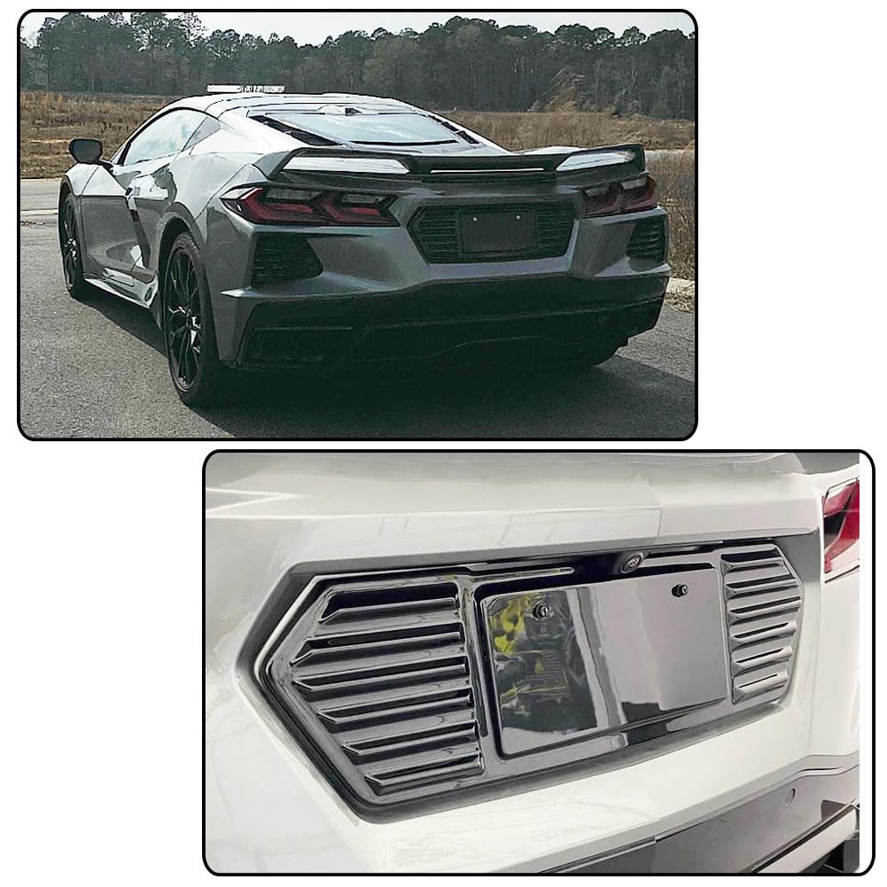 Gloss Black Rear License Plate Frame Panel Cover Fits for Chevrolet Corvette C8 2020-2024 License Plate Cover Decorative Acce