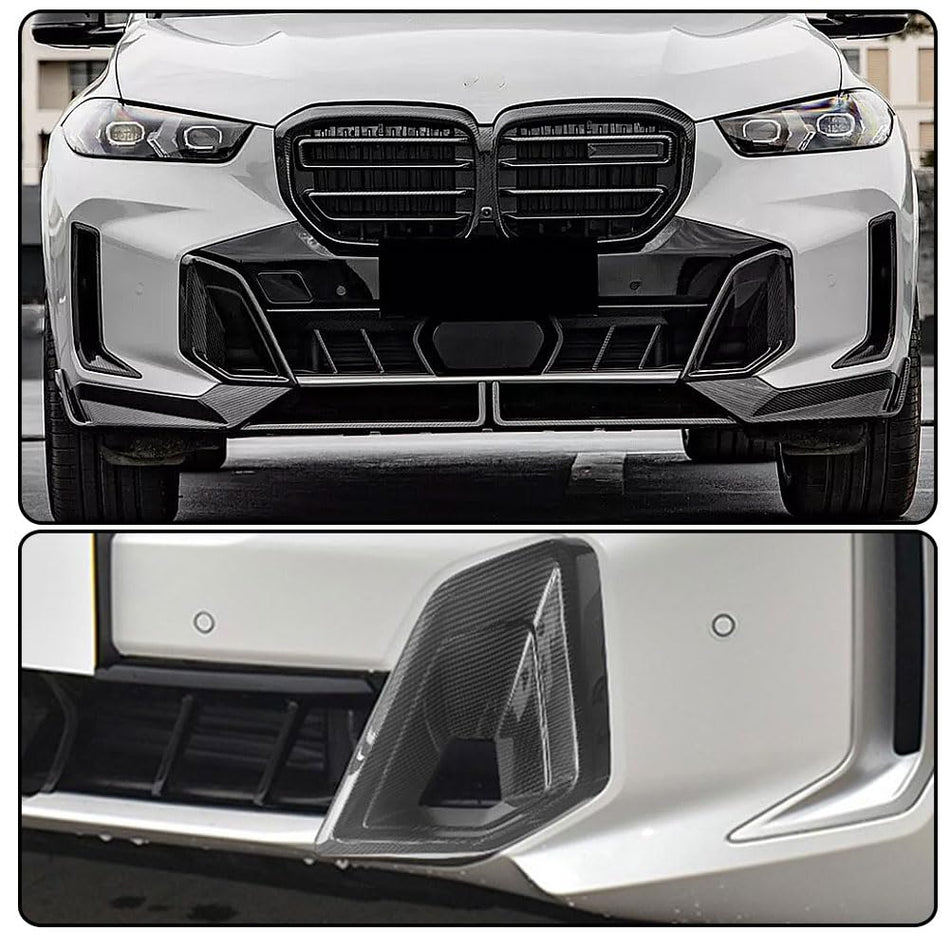 Dry Carbon Fiber Front Lower Air Vent Trim for BMW X5 G05 M50i M60i 2023-2025 Front Air Vent Cover Inlet Front Intake Ducts S