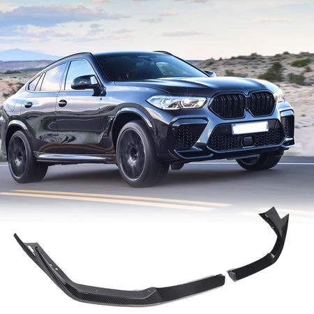Dry Carbon Fiber Front Lip Compatible with BMW X6M F96 2020-2022 Front Bumper Lip Chin Spoiler Splitters Protector Body Kits 