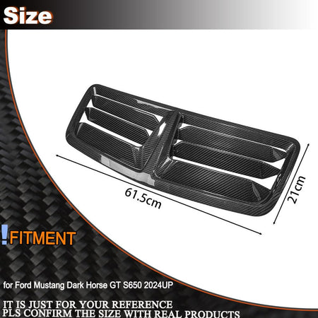 Real Carbon Fiber Front Hood Vents Cover Fit for Ford Mustang S650 GT Dark Horse 2024-2025 Replacement Style Engine Hood Air 