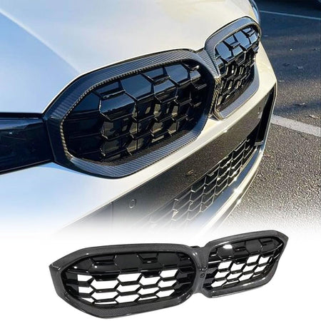 Real Carbon fiber Front Grill for BMW 3 Series G20 Sedan 320i 330iLCI 2023-2025 Front Hood Grill Grille Cover Front Bumper Ki