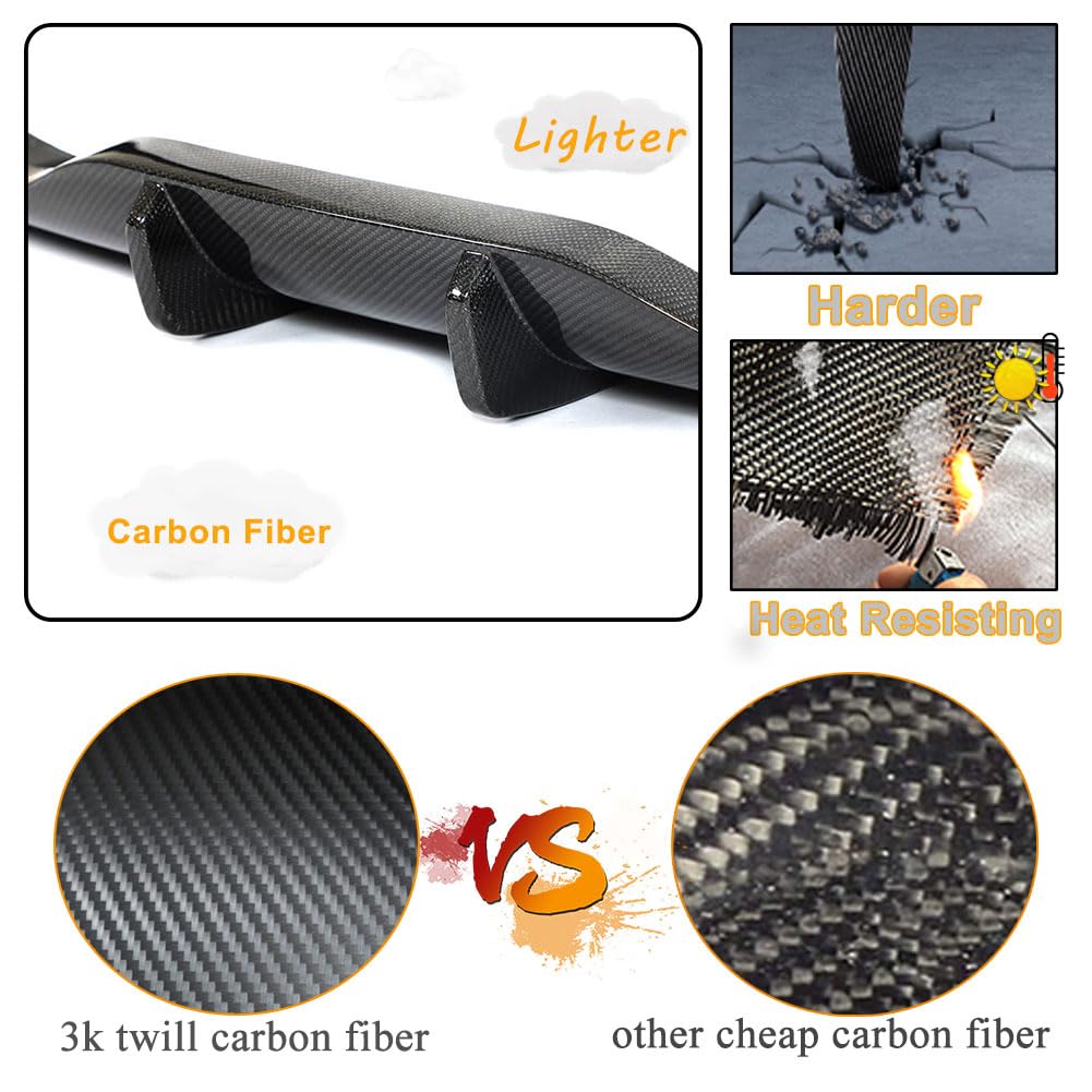 Carbon Fiber Rear Diffuser Fits for Tesla Model S Plaid 2021-2024 Sedan 4 Door Air Dam Lower Bumper Lip Spoiler Valance Prote
