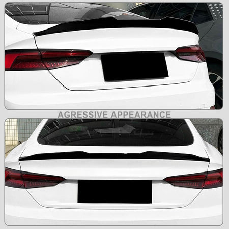 PSM Style ABS Rear Trunk Spoiler for Audi A5 F5 4-Door Sportback 2017-2024 | Gloss Black ABS Rear Lip Wing Direct Stick On Ex