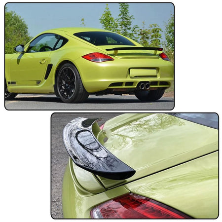 Glossy Black Rear Trunk Spoiler Compatible with Porsche 987 Cayman Base S Coupe 2-Door 2005-2012 FRP Auto Car Rear Boot Lid H