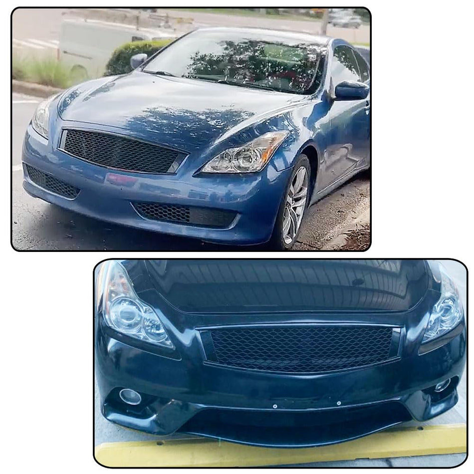 MCARCAR KITGloss Black Front Hood Grill Grille Cover Compatible with Infiniti G37 2008-2013 Coupe 2Door Replacement Conversio