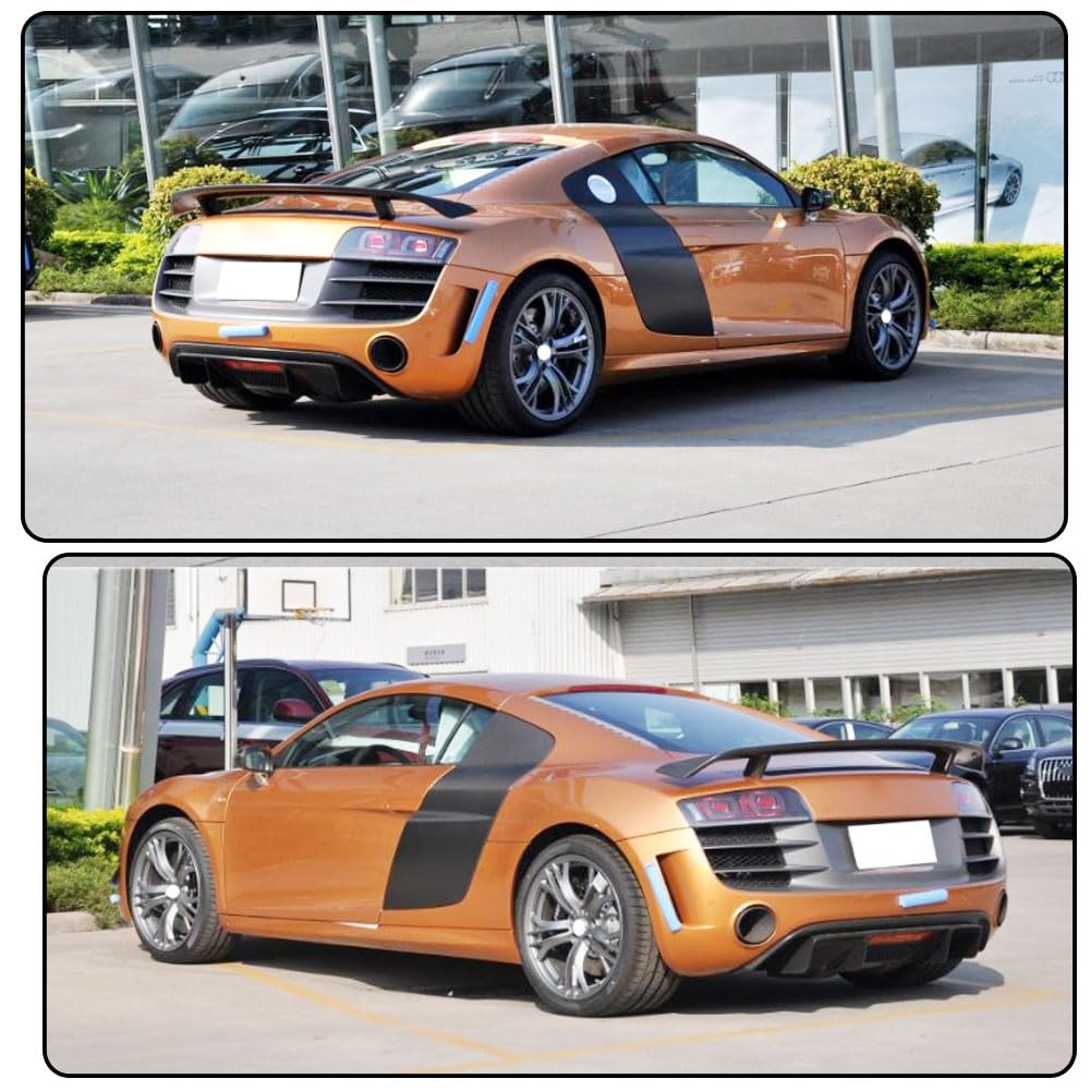 Carbon Fiber Rear Diffuser Compatible with Audi R8 V8 V10 GT Coupe &Convertible 2-Door 2010-2015 Low Bumper Lip Spoiler Light
