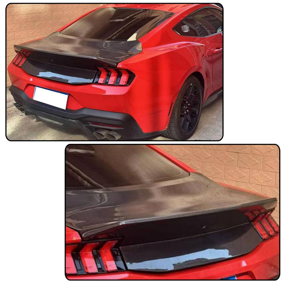 Carbon Fiber Rear Trunk Lid Cover Compatible with Ford Mustang EcoBoost/GT/Dark Horse/S650 2024-2025 Replacement Rear Trunk S