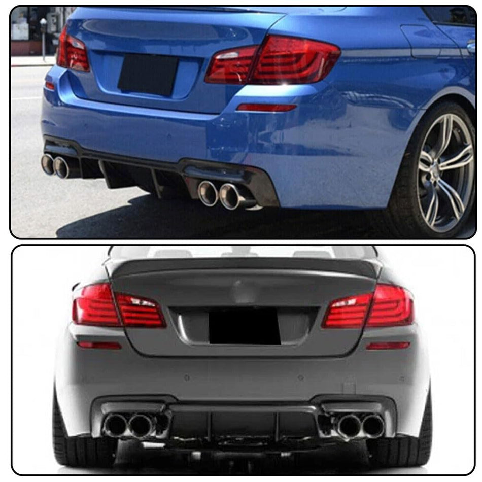 Matte Black Rear Diffuser for BMW 5 Series F10 2012-2016 520i 523i 528i 530i 535i 550i M Sport Sedan Fiberglass Rear Lower Bu
