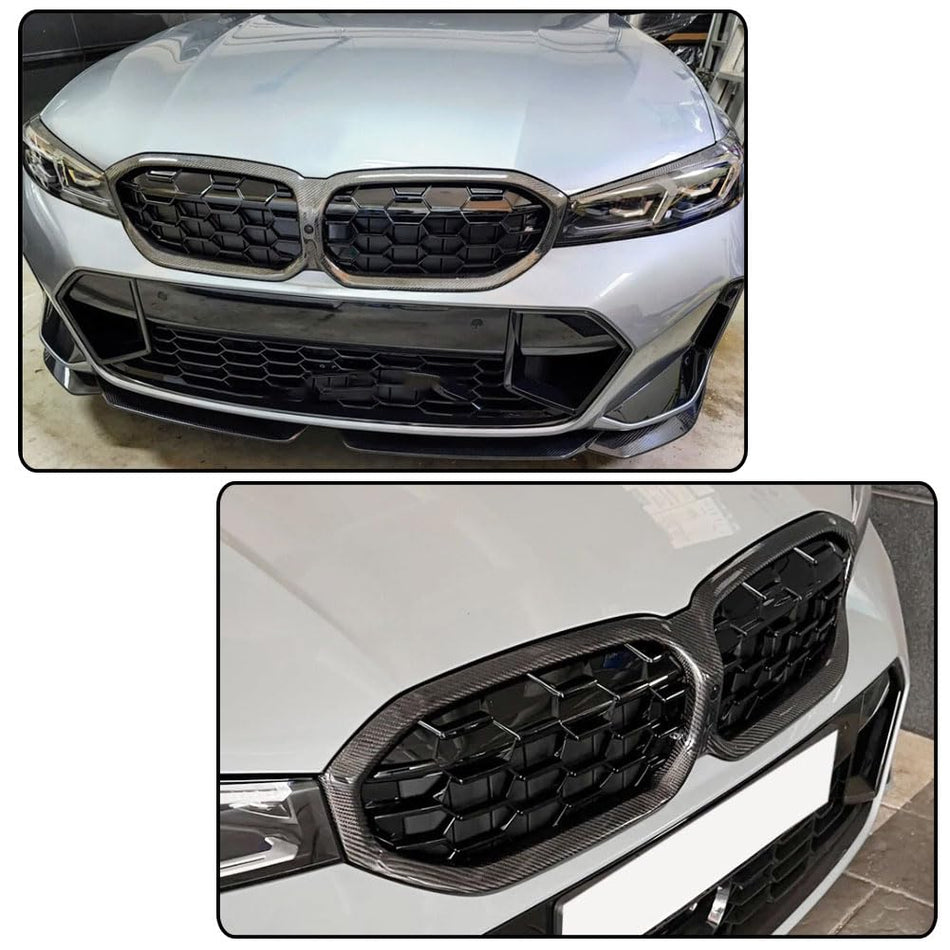 Real Carbon fiber Front Grill for BMW 3 Series G20 Sedan 320i 330iLCI 2023-2025 Front Hood Grill Grille Cover Front Bumper Ki