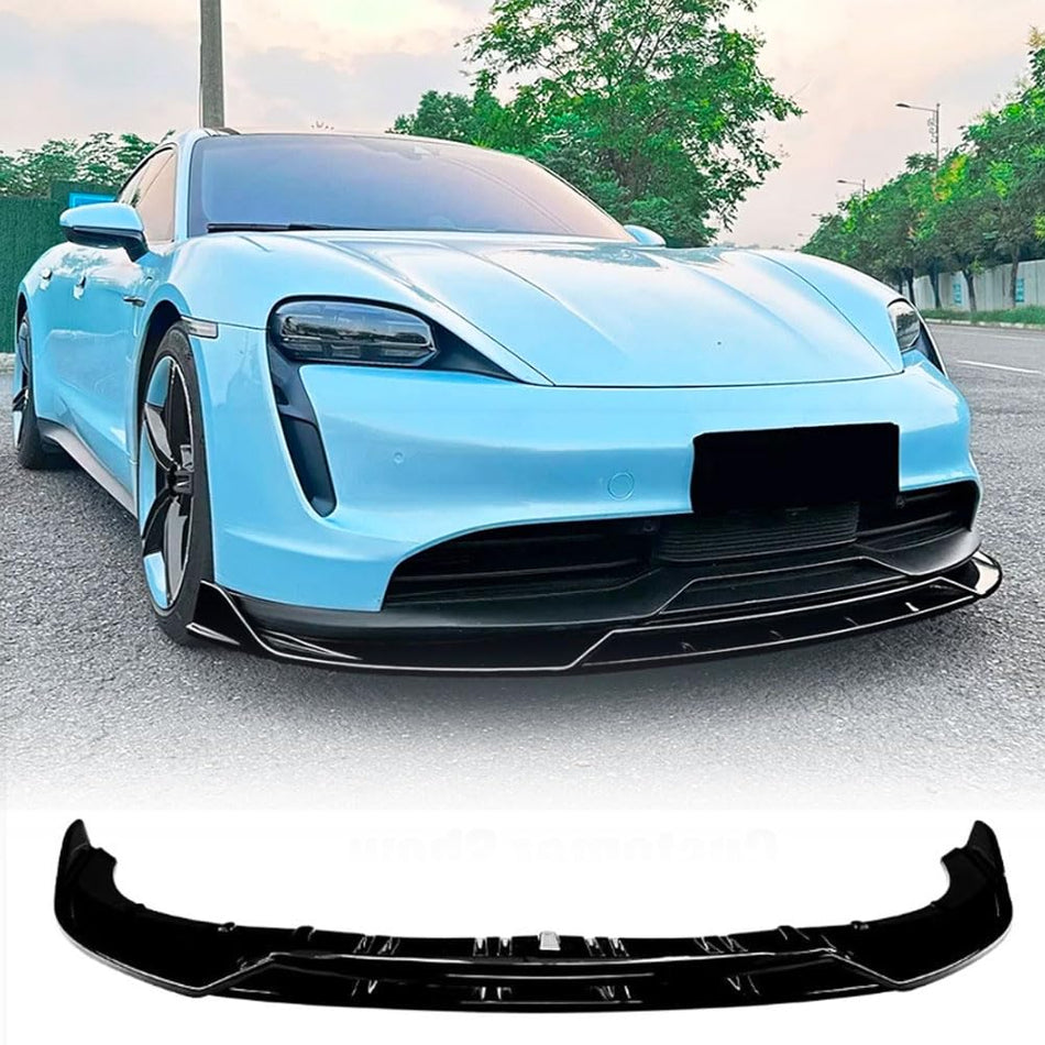 Gloss Black Front Bumper Lip Splitters for Porsche Taycan 2019-2025 | ABS Front Chin Spoiler Splitter Protector Auto Parts An