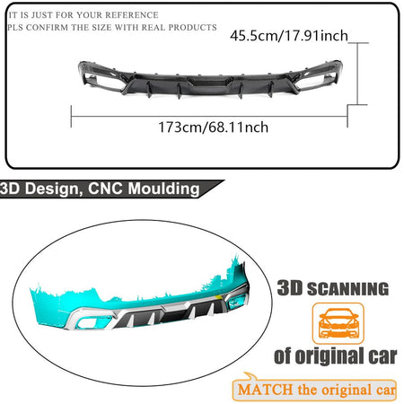 X5 Carbon Fiber Rear Bumper Diffuser Fits for BMW X5 G05 Base Model 2023-2026 Lower Bumper Lip Spoiler Body Kit Factory Outle