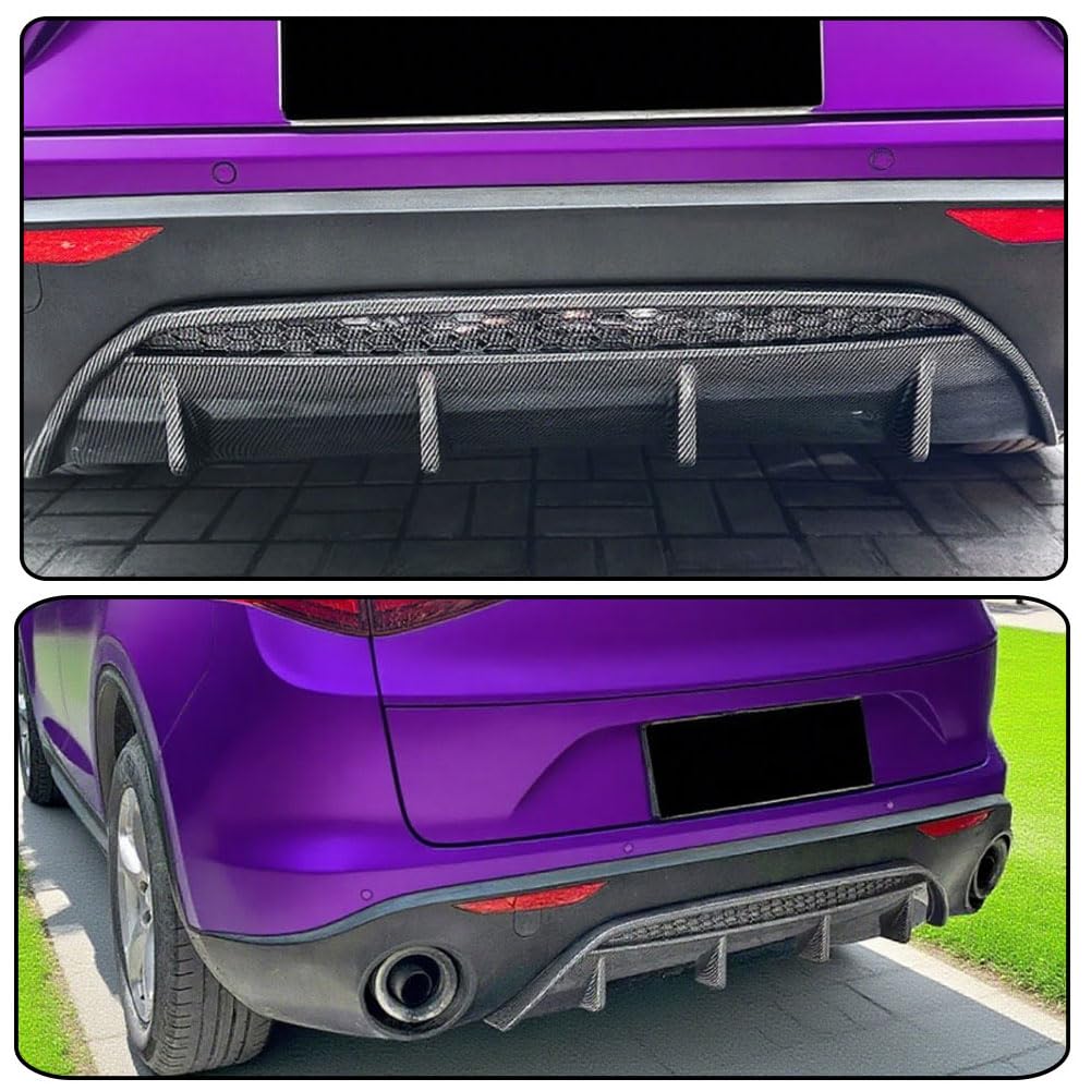 Carbo Look Rear Diffuser for Alfa Romeo Stelvio Sport Utility 2017-2023 ABS Lower Bumper Lip Spoiler Body Kit Factory Outlet