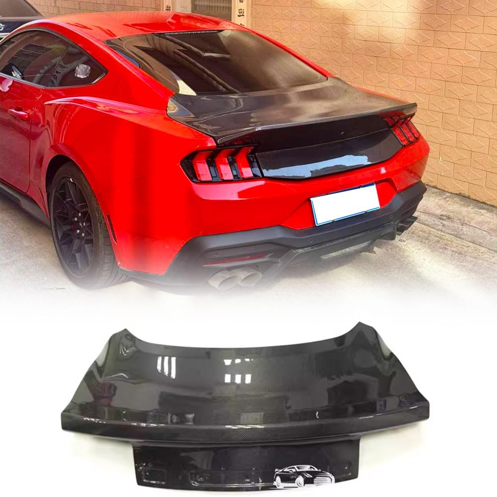 Carbon Fiber Rear Trunk Lid Cover Compatible with Ford Mustang EcoBoost/GT/Dark Horse/S650 2024-2025 Replacement Rear Trunk S