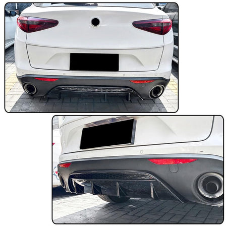Gloss Black Rear Diffuser for Alfa Romeo Stelvio Sport Utility 2017-2023 ABS Lower Bumper Lip Spoiler Body Kit Factory Outlet