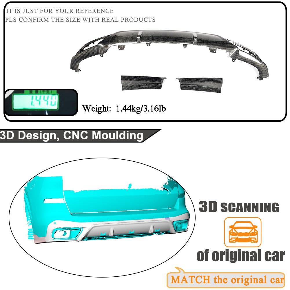 Real Carbon Fiber Rear Bumper Diffuser Fits for BMW X5 G05 M Sport LCI 2023-2025 Lower Bumper Lip Spoiler Body Kit Factory Ou
