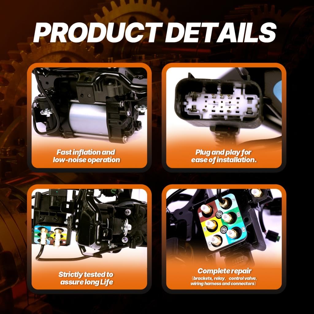 MCACAR KIT Air Suspension Compressor Pump with Valve Block Fits for Jeep Grand Cherokee 2011-2020, Dodge Ram 1500 for 2013-20