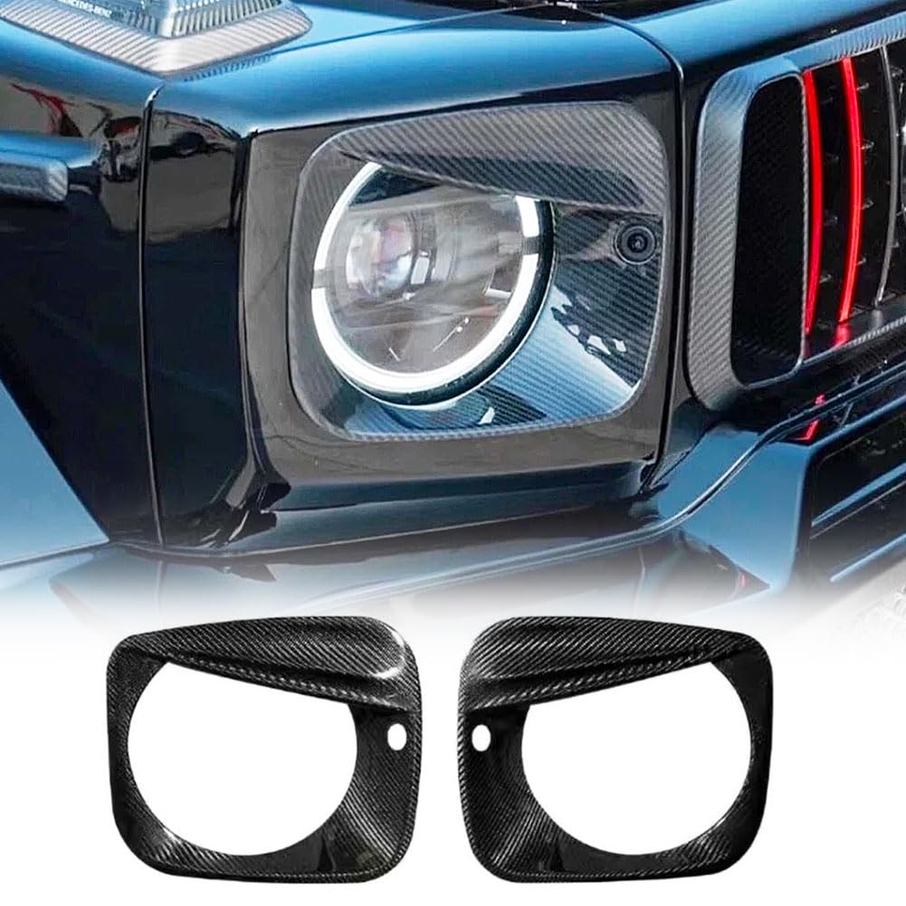 Carbon Fiber Headlight Eyelid Covers for Mercedes Benz G-Class W464 G500 G63 AMG 2019-2024 Front Headlamp Eyebrows Eyelid Dec