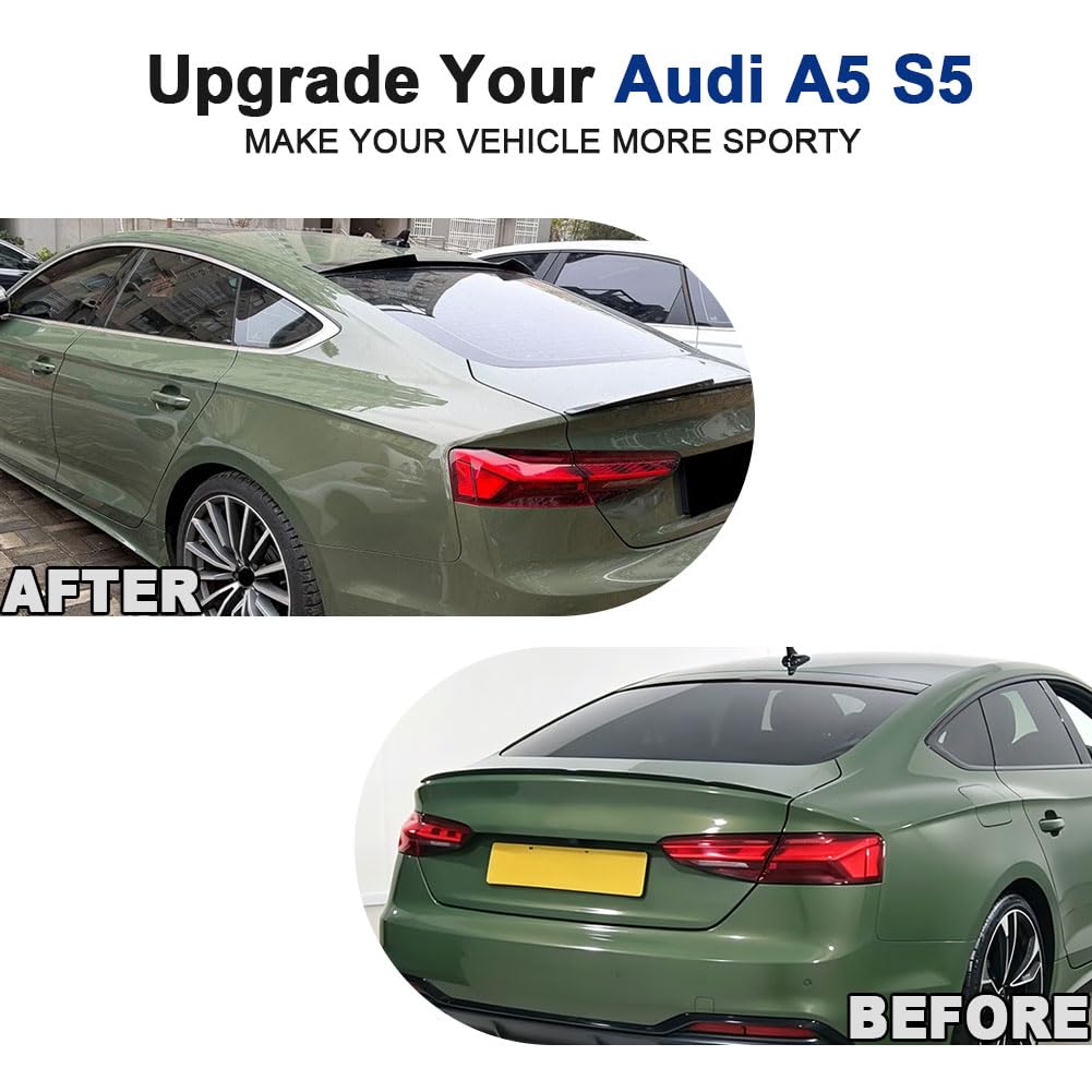A5 Carbon Look Roof Lip for Audi A5 S5 RS5 F5 4-Door Sportback 2017-2024 | Rear Trunk Roof Spoiler ABS Carbon Fiber Look Raci