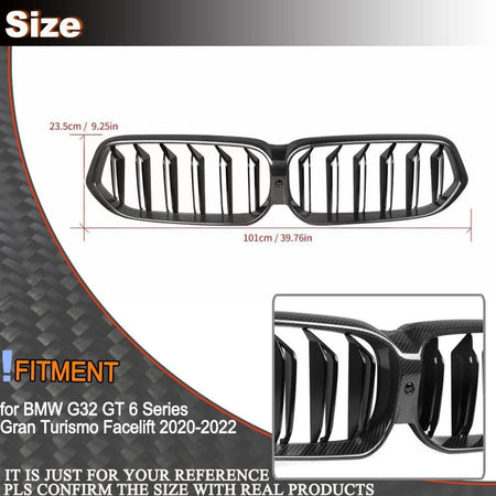 Dry Carbon Fiber Front Grille for BMW G32 GT 6 Series Gran Turismo Facelift 2020-2022 Replacement style Auto Bumper Kidney Gr