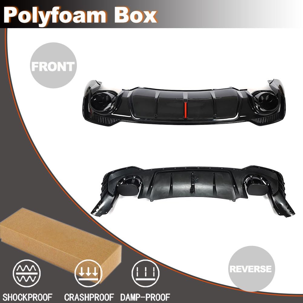 Gloss Black Rear Bumper Diffuser Fits for Audi Q3 Sline 4-Door 2021 2022 PP Under Chin Lip Spoiler Splitter with Exhaust Tips