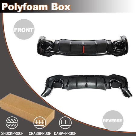 Gloss Black Rear Bumper Diffuser Fits for Audi Q3 Sline 4-Door 2021 2022 PP Under Chin Lip Spoiler Splitter with Exhaust Tips