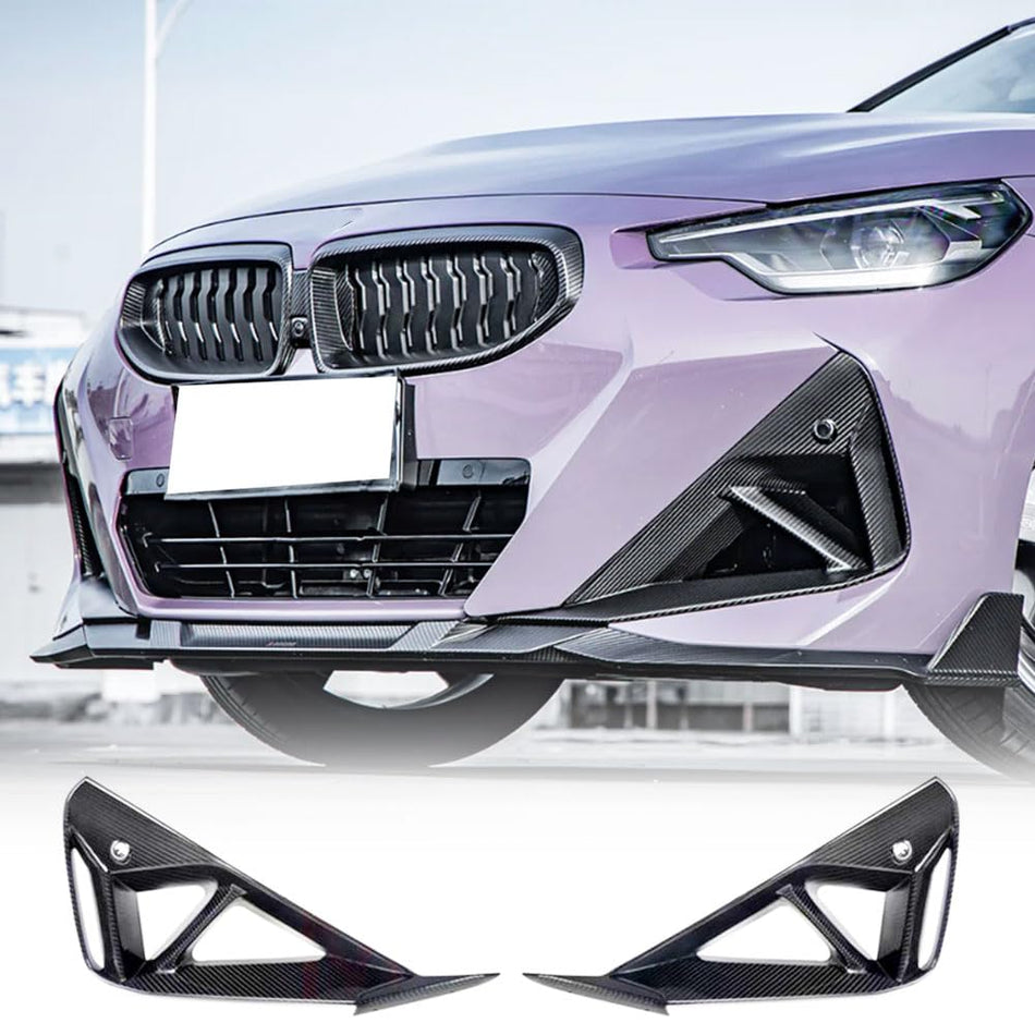 Carbon Fiber Front Bumper Air Vent Cover Compatible with BMW 2-Series G42 220i 230i 2022-2024 Fog Lamp Mesh Grill Car Accesso