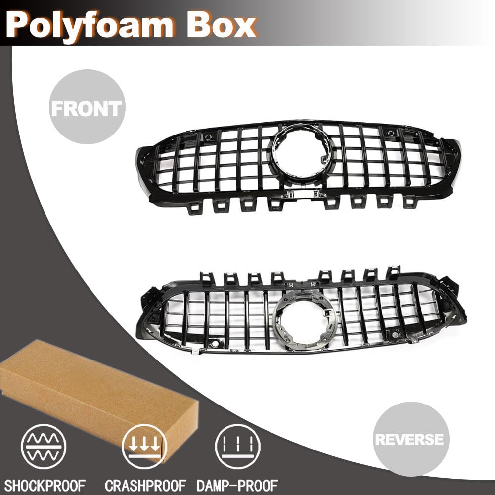 W177 Front Grille Compatible with Mercedes-Benz A Class W177 A200 A220 A250 2019-2020 ABS Auto Bumper Kidney Grill Cover Body