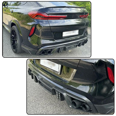 Carbon Fiber Rear Bumper Diffuser for BMW X6M F96 Sport Utility 4-Door 2020-2024 Lower Bumper Lip Diffuser Body Kit Factory O