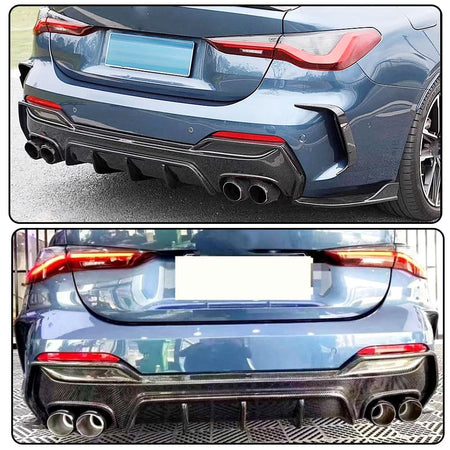 Real Carbon Fiber Rear Diffuser Lip for BMW 4 Series G22 G23 430i M440i M-Sport 2-Door 2021-2025 Lower Bumper Lip Spoiler Bod