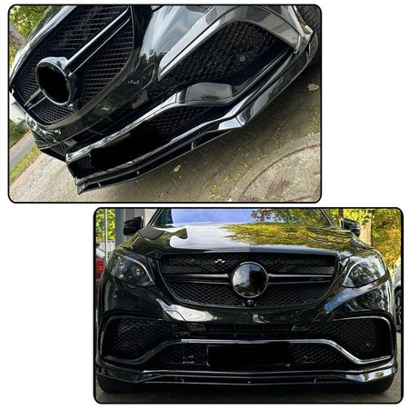 Gloss Black Front Bumper Lip for Benz GLE63 AMG 2015-2018 | MCARCAR KIT For Mercedes Fiberglass AMG Sport Utility Front Chin 