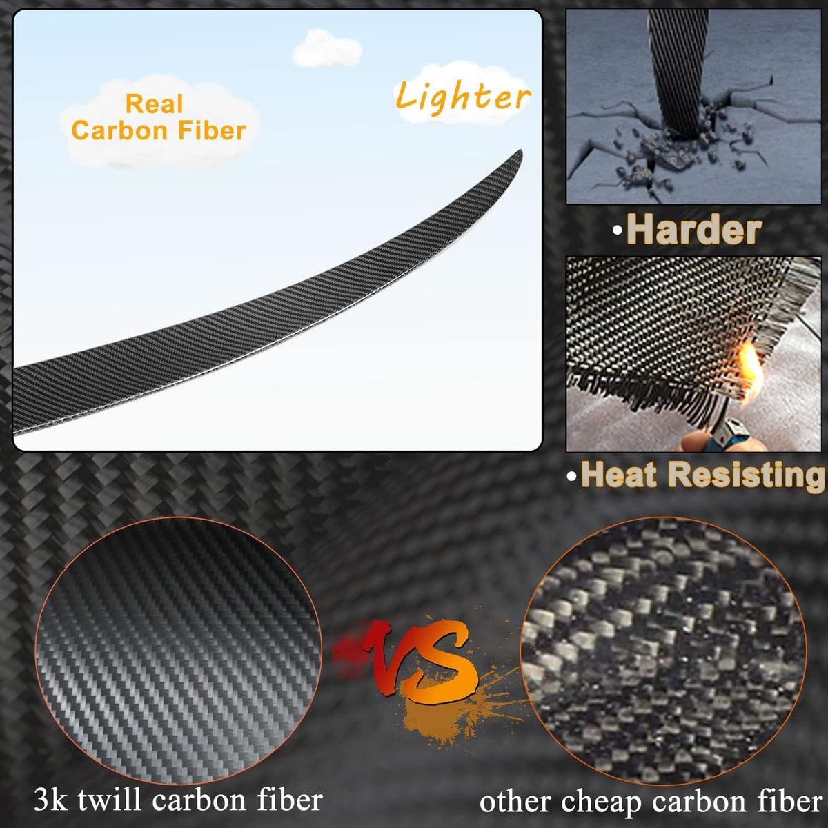 F10 Carbon Fiber Trunk Spoiler Compatible with BMW 5 Series F10 2011-2016 520i 528i 530i 535i M Sport M-Tech M5 Car Rear Boot