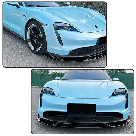 Gloss Black Front Bumper Lip Splitters for Porsche Taycan 2019-2025 | ABS Front Chin Spoiler Splitter Protector Auto Parts An
