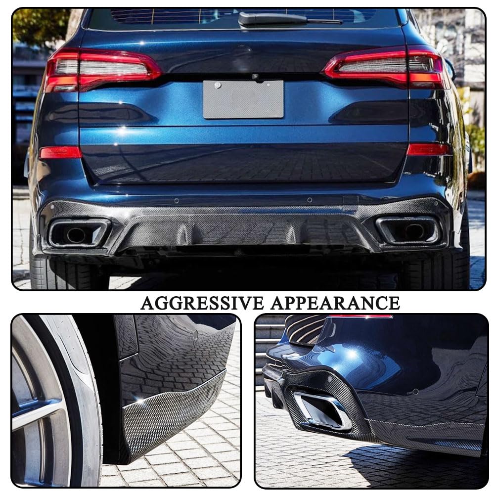 Real Carbon Fiber Rear Bumper Diffuser Fits for BMW X5 G05 M Sport LCI 2023-2025 Lower Bumper Lip Spoiler Body Kit Factory Ou