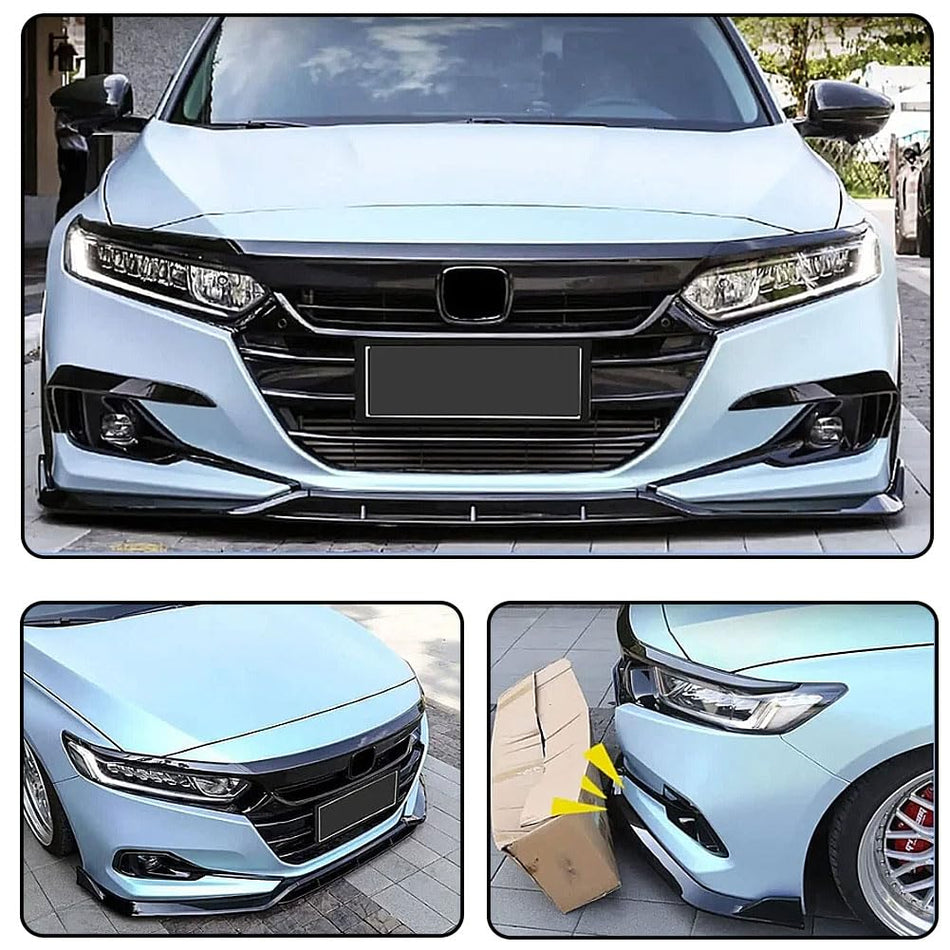 Gloss Black Front Bumper Lip for Honda Accord 2021 2022 PP | Front Lip Splitter Air Dam Bumper Protection Spoiler Splitter 3P