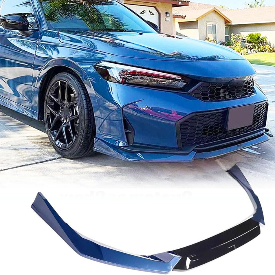 Front Bumper Lip Splitter for Honda Civic 11th 2025+ Blue Lagoon 3PCS | PP Lower Chin Bumper Spoiler Splitter Protection Air 