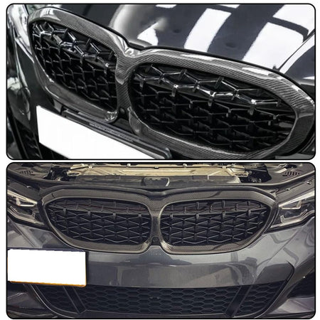 Real Carbon fiber Front Grill for BMW 3 Series G20 Sedan 330i M340i 2019-2022 Front Hood Grill Grille Cover Front Bumper Kidn