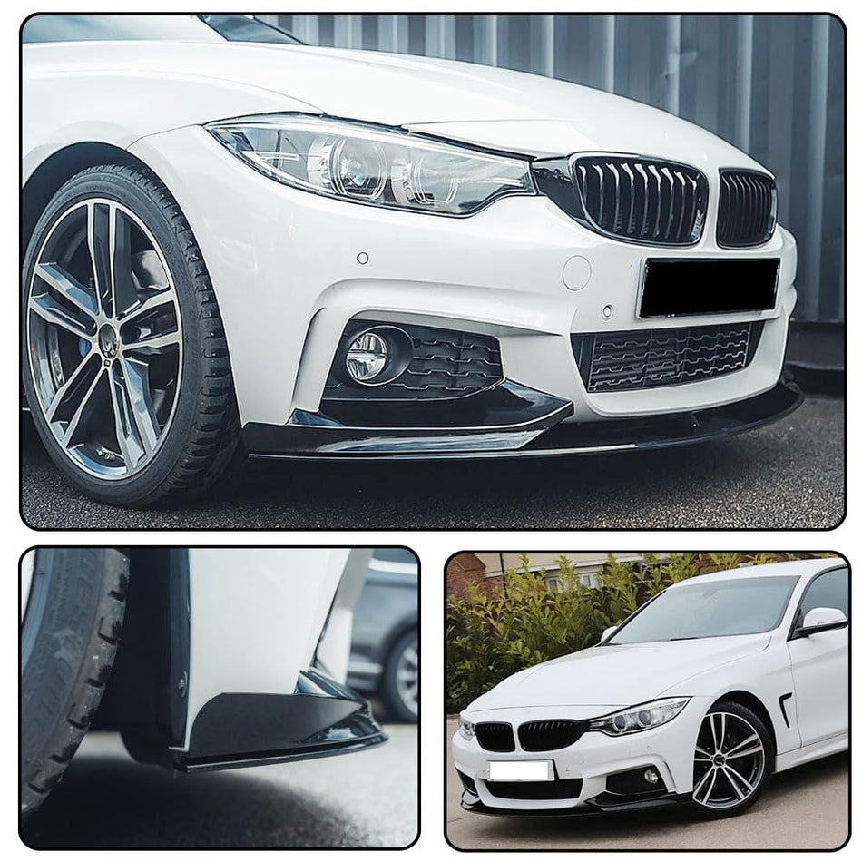 Gloss Black Front Bumper Lip Compatible with BMW 4 Series F32 F33 F36 M Sport 2Door 4Door 2014-2019 420i 428i 435i 440i Chin 