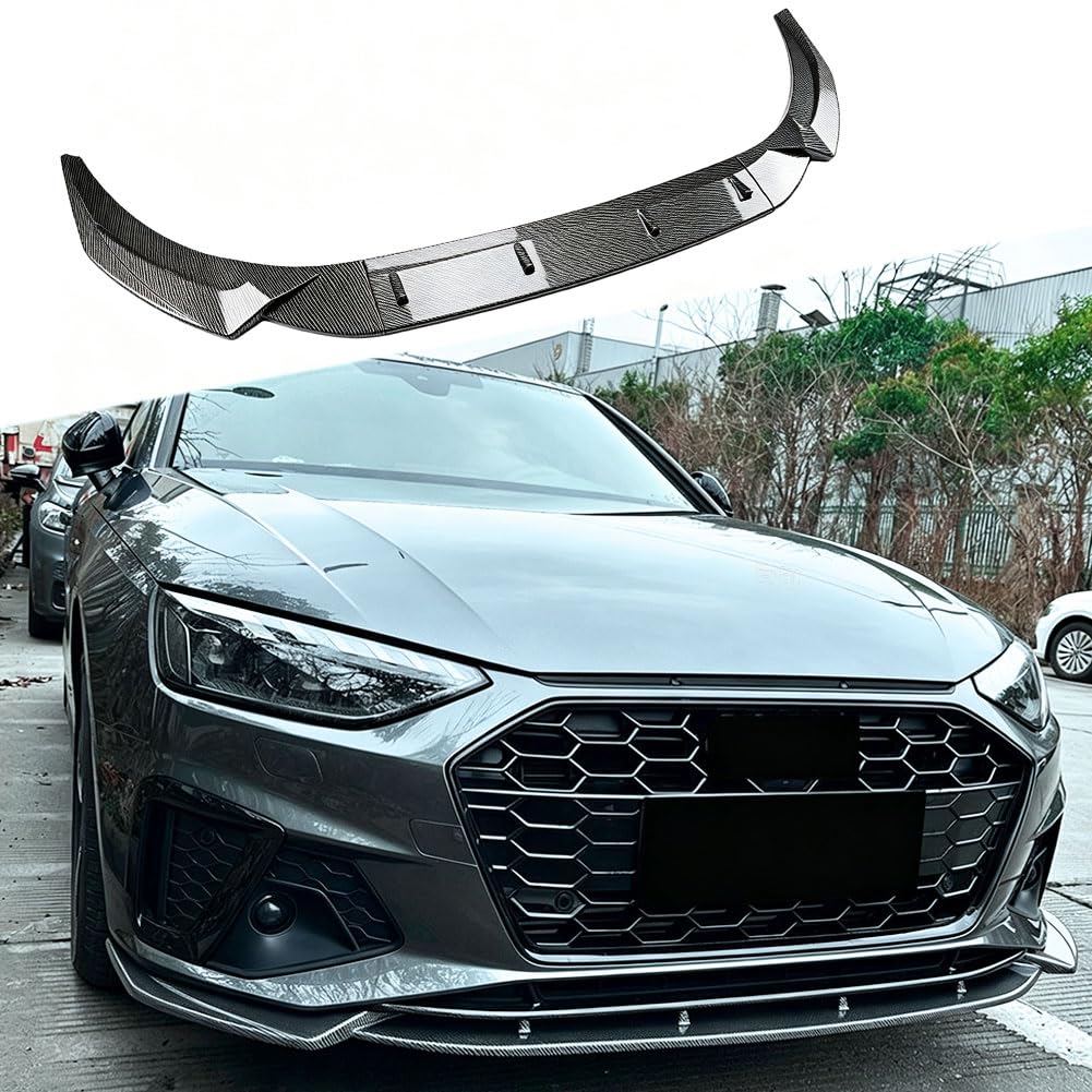 A4 Carbon Look 1pc/Set Front Lip for 2020-2024 Audi A4 B9.5 S-Line | ABS Integrated Lower Chin Spoiler Splitter Compatible wi