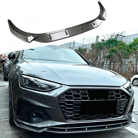 A4 Carbon Look 1pc/Set Front Lip for 2020-2024 Audi A4 B9.5 S-Line | ABS Integrated Lower Chin Spoiler Splitter Compatible wi