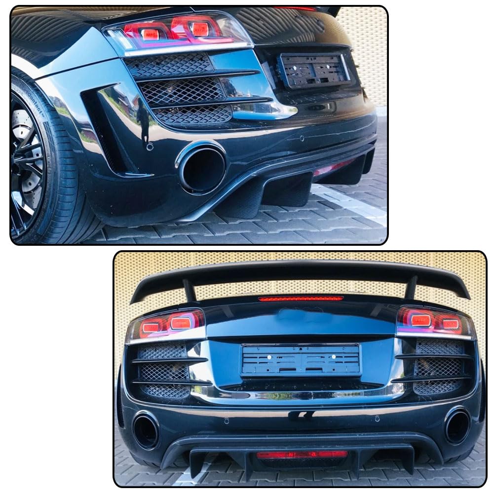 Carbon Fiber Rear Diffuser Compatible with Audi R8 V8 V10 GT Coupe &Convertible 2-Door 2010-2015 Low Bumper Lip Spoiler Light