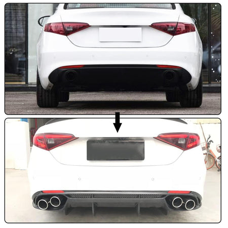 Carbon Fiber Rear Diffuser Compatible with Alfa Romeo Giulia Base Sedan 4-Door 2015-2021 Lower Bumper Lip Spoiler Body Kit wi